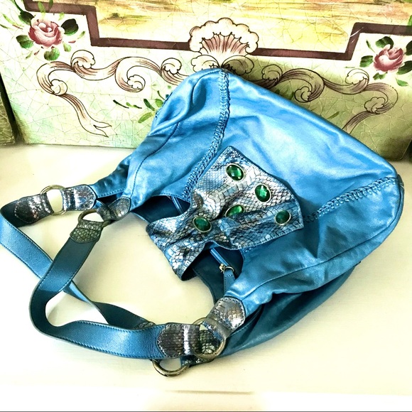 CHI By CARLOS FALCHI Lamb & Snakeskin Studded Bag - Picture 4 of 16